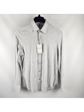 Report Collection Men Medium Gray Lux Knit 4-Way Stretch L/S Button Up NWT
